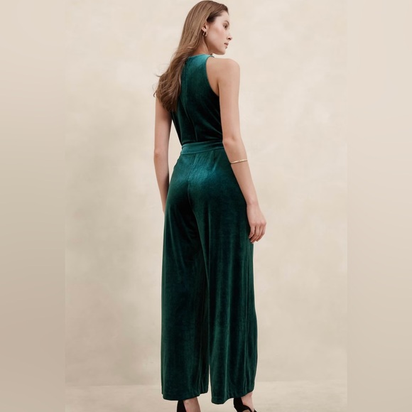 🔥HP🔥Banana Republic Velvet Knit Jumpsuit Teal (Large 12-14) - Picture 2 of 4